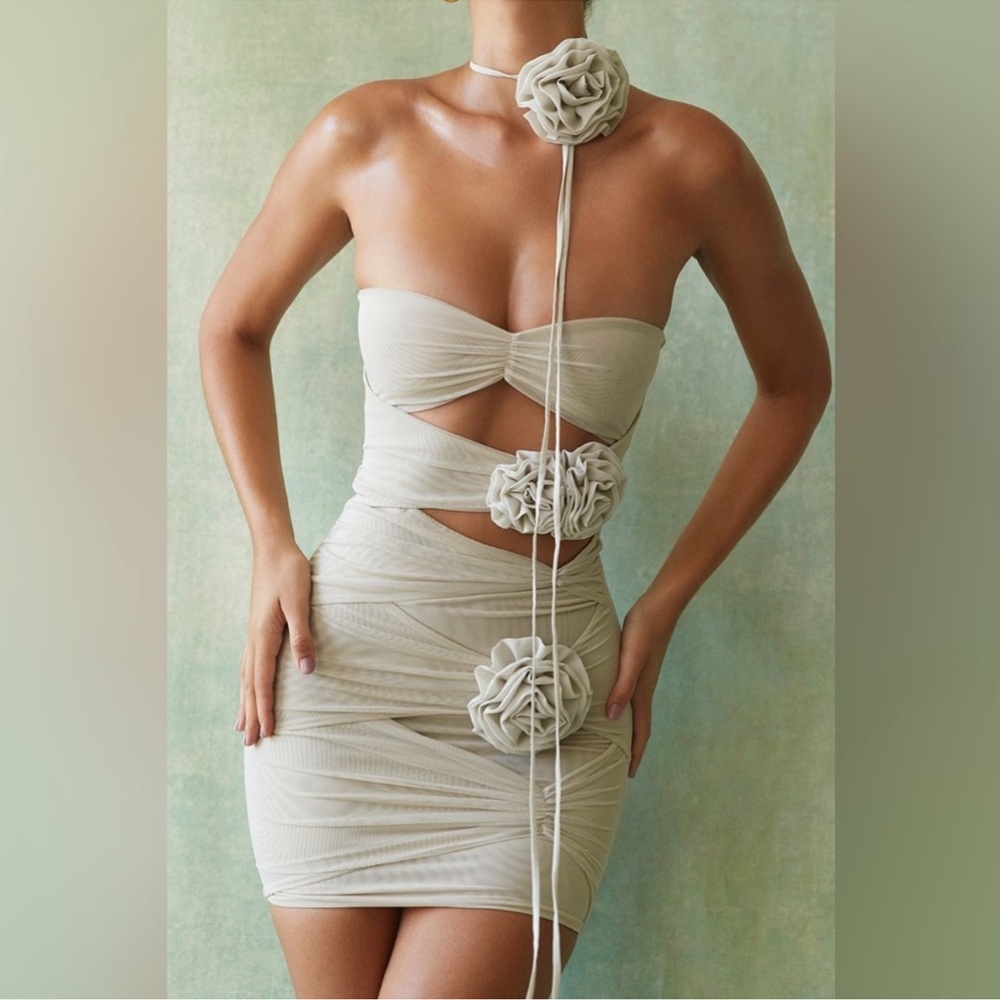 House of‎ CB Caterina Fog Floral Embellished Mini Dress NWT XL